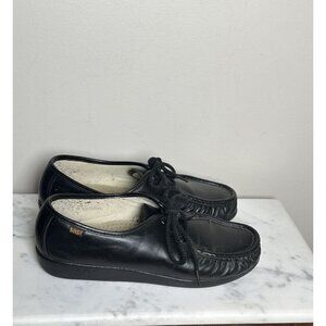 SAS Black Leather Comfort Shoes Womens 9M USA Made Lace Up Walking Loafers